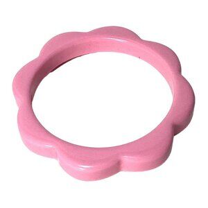 Vintage 1980s Pastel Pink Lucite Bangle Bracelet Scalloped Flower Profile